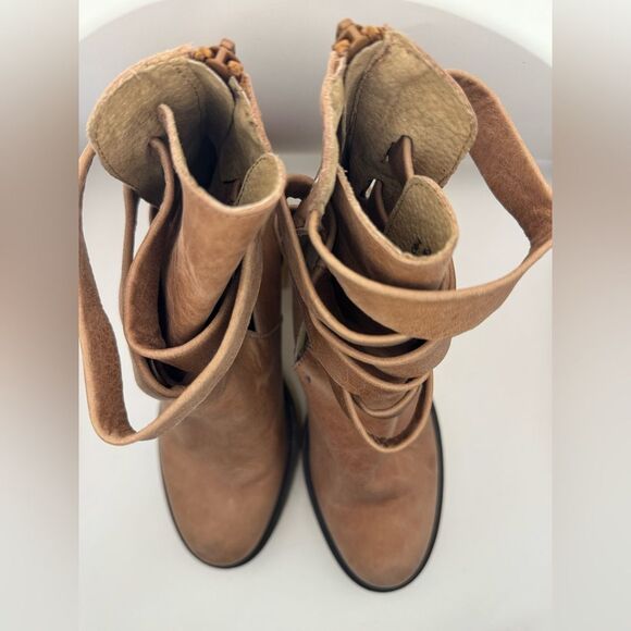 Free People Women’s Size 38.5 US 8 Jesse Cutout Platform Boots English Tan - Picture 12 of 14